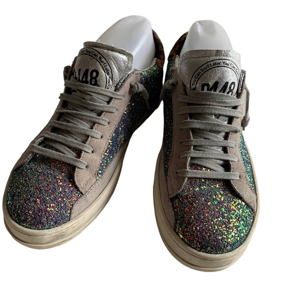 ❌SOLD❌P448 John Iridescent Glitter Low Top Sneakers Womens ✨RARE FIND✨ US 7. - Picture 8 of 16